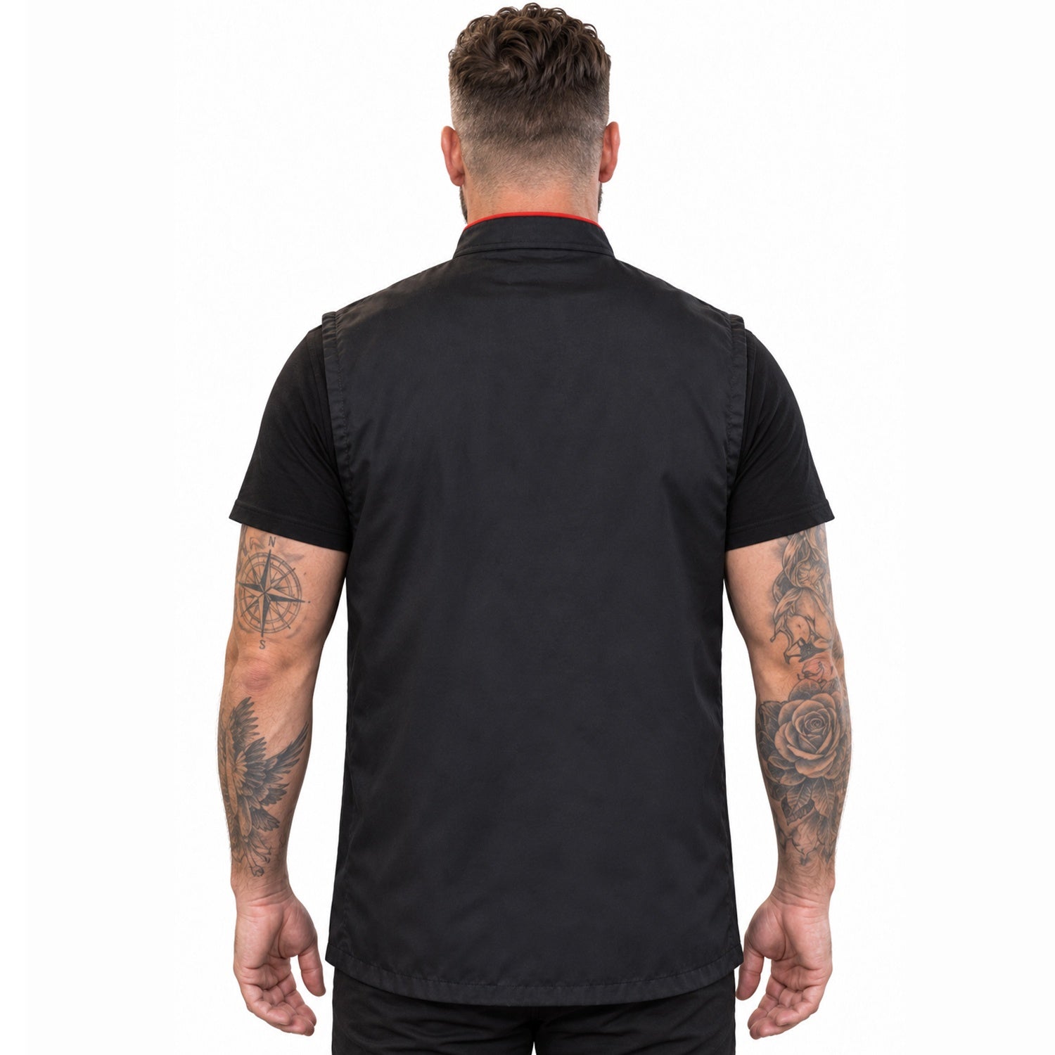 Sleeveless Barber Vest & Barber Jacket with Red Zip | Gencuts