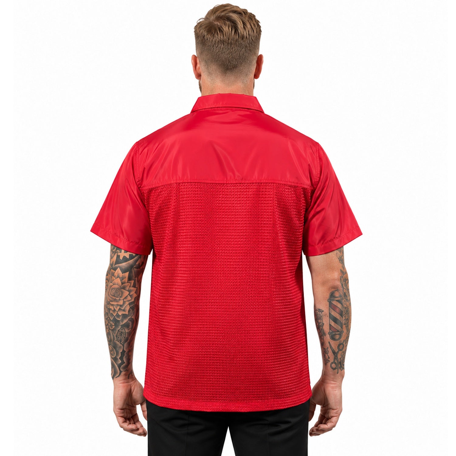 Red Half Sleeve Barber Jacket with 3 Pockets | Gencuts