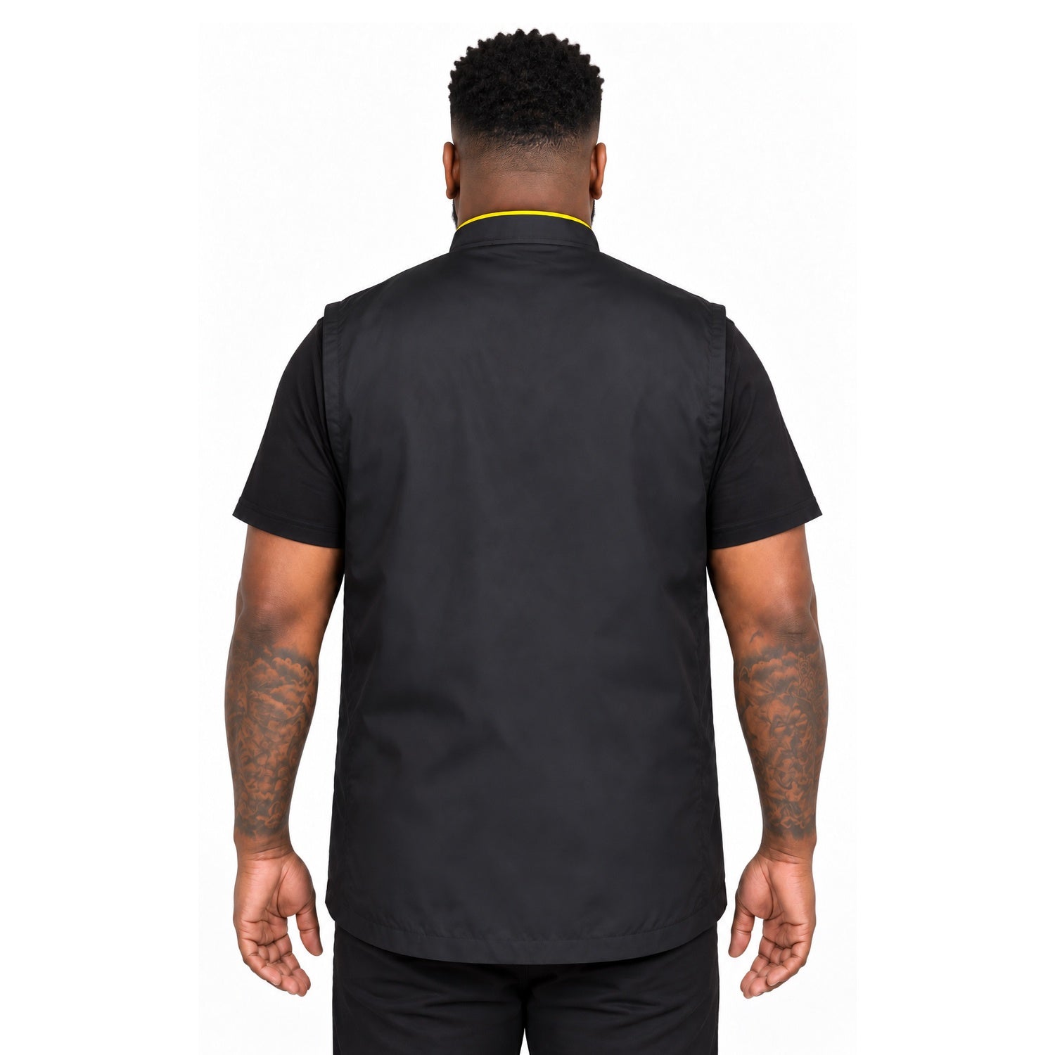 Black Barber Vest with Yellow Zip Professional Barber Jacket | Gencuts