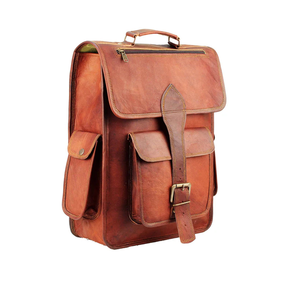 Hughes Rustic Leather Backpack for Work, Travel & Daily Use