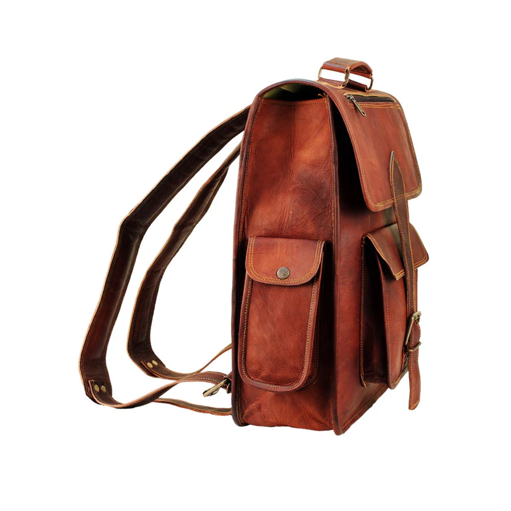 Hughes Rustic Leather Backpack for Work, Travel & Daily Use