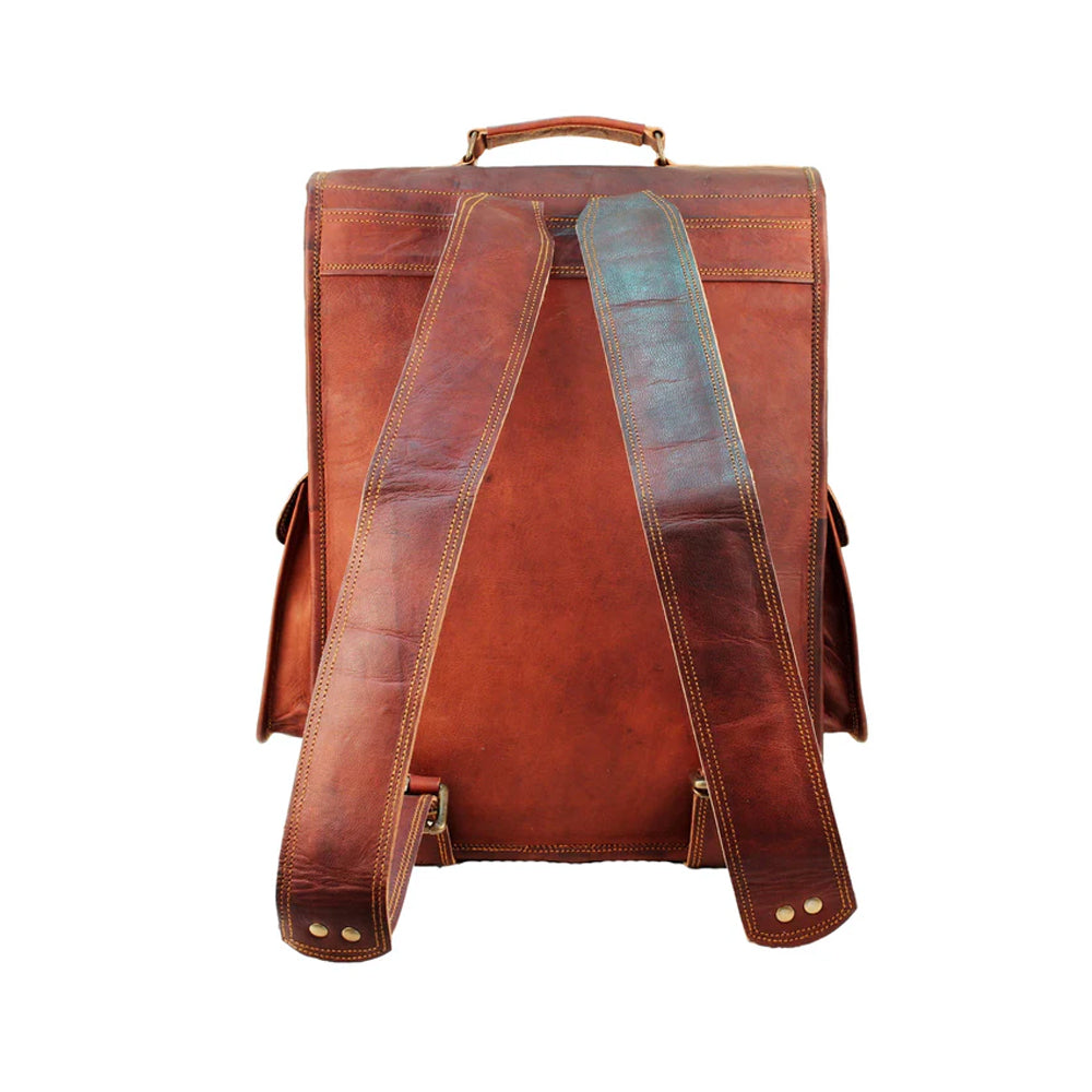 Hughes Rustic Leather Backpack for Work, Travel & Daily Use